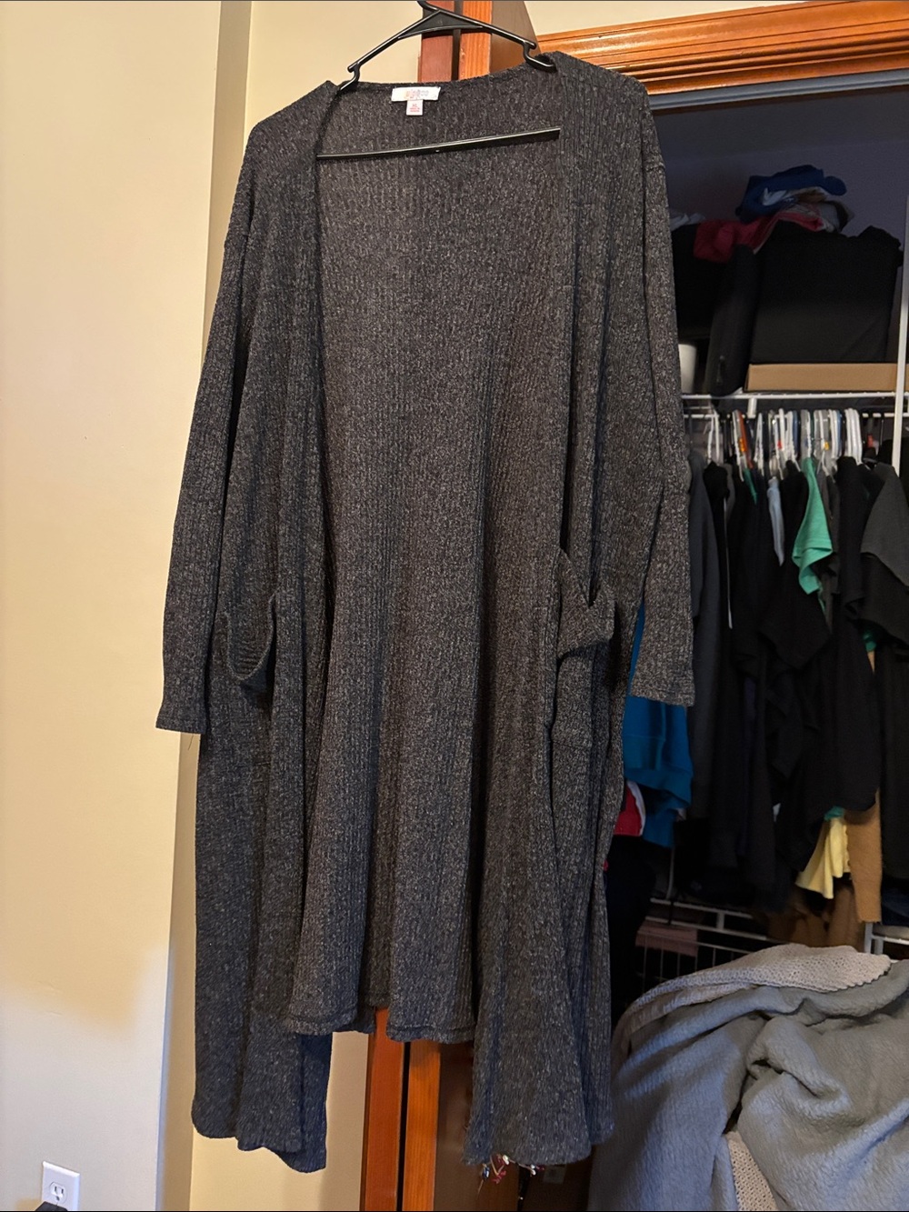LuLaRoe Long Open-Front Knit Cardigan in Black